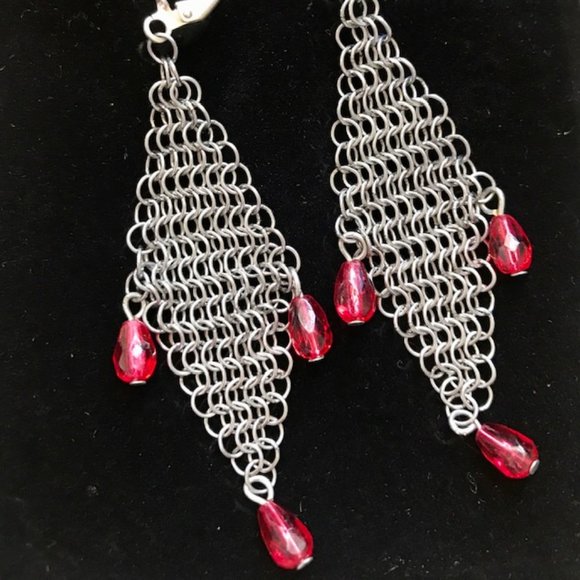 Local Charm Silver & Gemstone Link Earrings - Picture 4 of 7